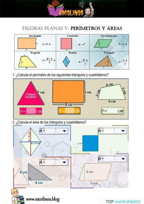 Figuras Planas V Perímetros Y áreas Ficha Interactiva Topworksheets