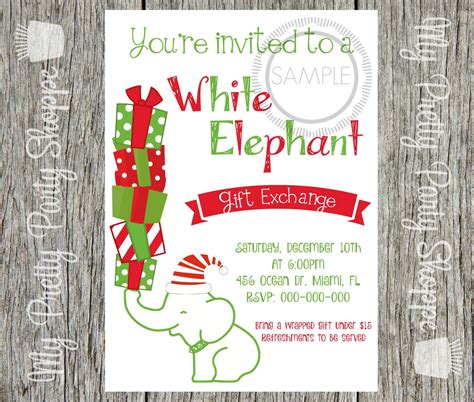 White Elephant Gift Exchange Invitations Template Free