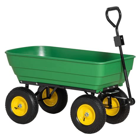 Outsunny 125 Litre Large Garden Cart Tipping Wheelbarrows Heavy Duty