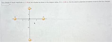 Solved Four charges of equal magnitude q=2.18μC ﻿are | Chegg.com