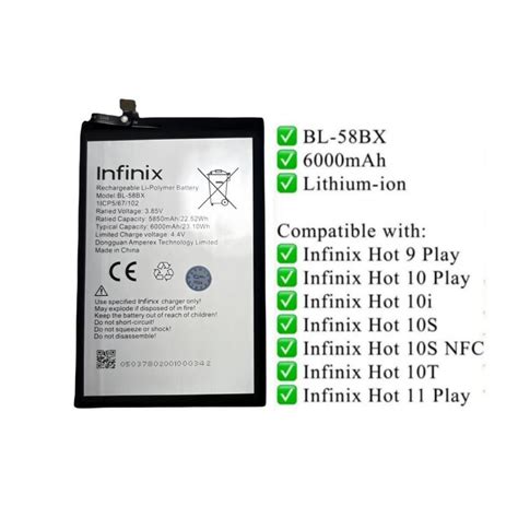 Battery Infinix Hot Play Model Bl Bx Infinix Hot Play X X B X C