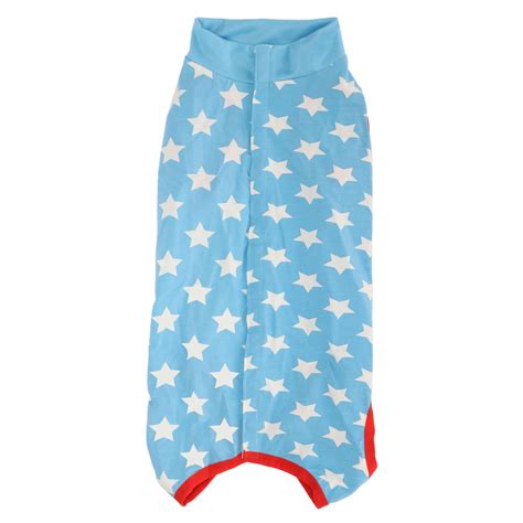 Dog Recovery Suit Blue Stars Pattern Prevents Licking Cotton Pet