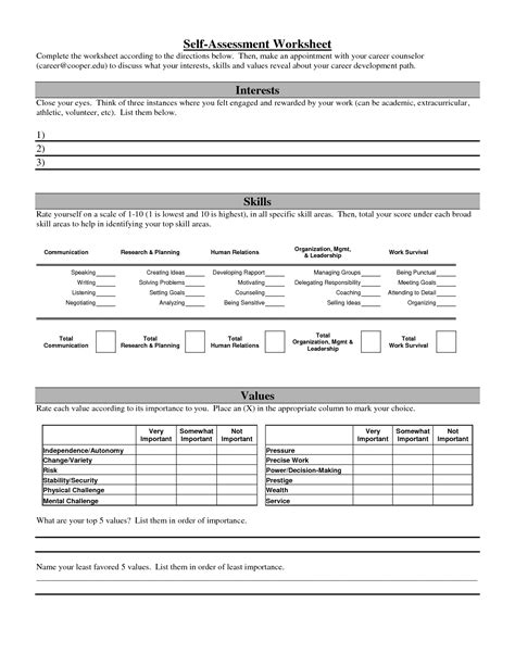 Career Development Worksheets Worksheeto