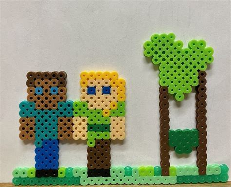 Minecraft Steve And Alex Perler Beads Minecraft Steve Perler Beads