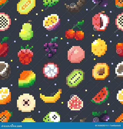 Pixel Fruits Inventory Cartoon Game Interface Screen With Fruits And