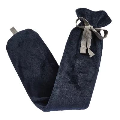 Navy Faux Fur Extra Long Hot Water Bottle Lakeland