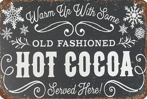 Hot Cocoa Bar Metal Signs Vintage Christmas Decor Tin Sign Hot