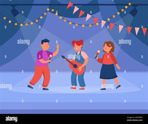 Children Performing On Stage During School Talent Show Stock Vector