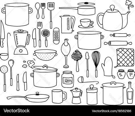 Kitchen Doodle Royalty Free Vector Image Vectorstock