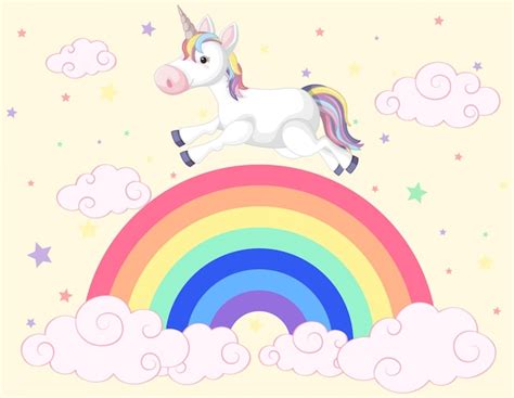 Premium Vector | Unicorn running on the rainbow