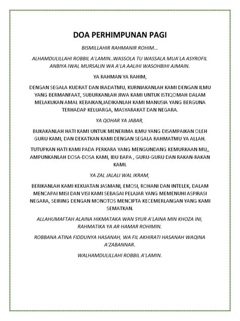 Doa Perhimpunan Pagi Pdf