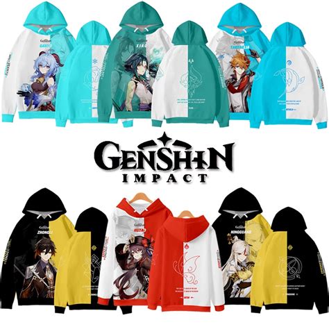 [6 Colors] Game Genshin Impact Hoodie Hutao Ayaka Zhongli Ganyu Venti