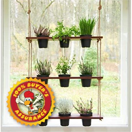 Winnola Hanging Window Planter Tiered Wood Floating Window Herb