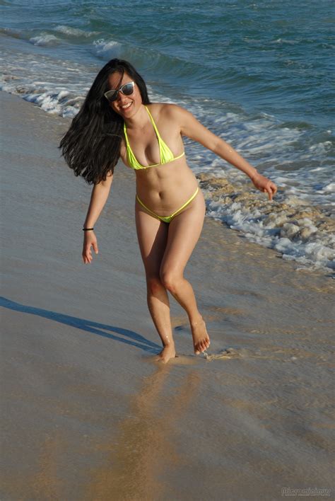 Bikini Model Jenny AI Enhanced Neon Yellow Topaz Sharpen