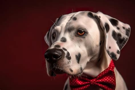 Un perro dálmata con una pajarita roja Foto Premium