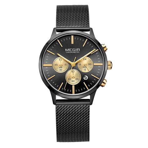 Megir Reloj De Pulsera De Acero Inoxidable Para Mujer Cron Grafo De