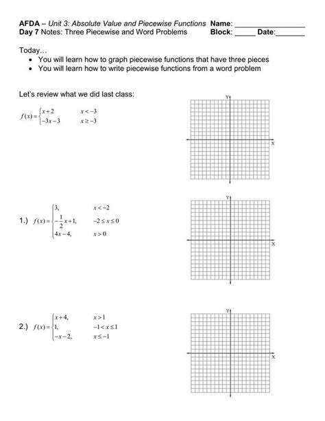 Evaluating Piecewise Functions Worksheet With Answers Pdf Function