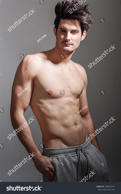 Portrait Half Naked Sexy Body Muscular Foto Stok Shutterstock