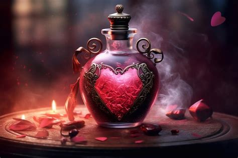 Premium AI Image | A glass bottle with a love potion Love spell Magic ...