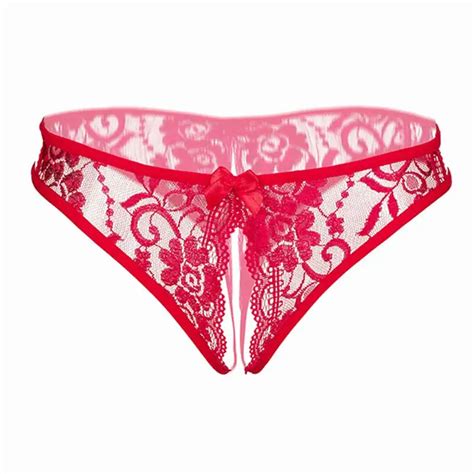 Low Waist Open Crotch Thong Panties Women Sex Lingerie Hot Erotic Underwear Female Lace Hollow