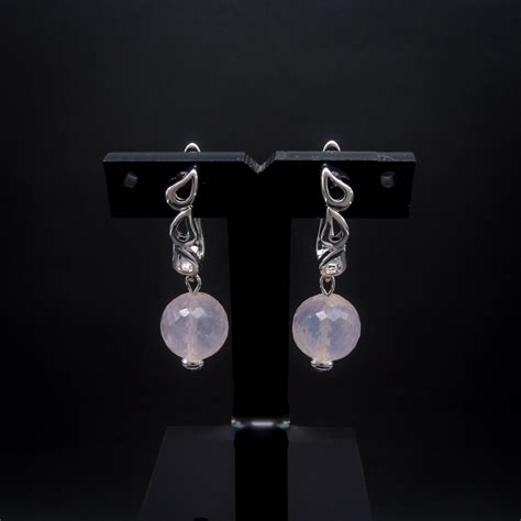 Рассвет розовый кварц серьги