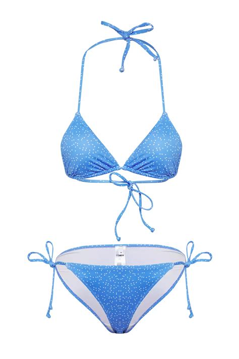 Buy Trendyol Blue Polka Dot Triangle Regular Bikini Set Online Zalora