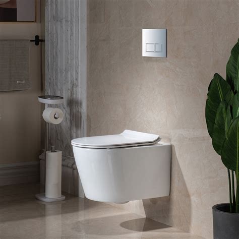ᐅ【WOODBRIDGE Wall Hung 1.60 GPF/0.8 GPF Dual Flush Elongated Toilet