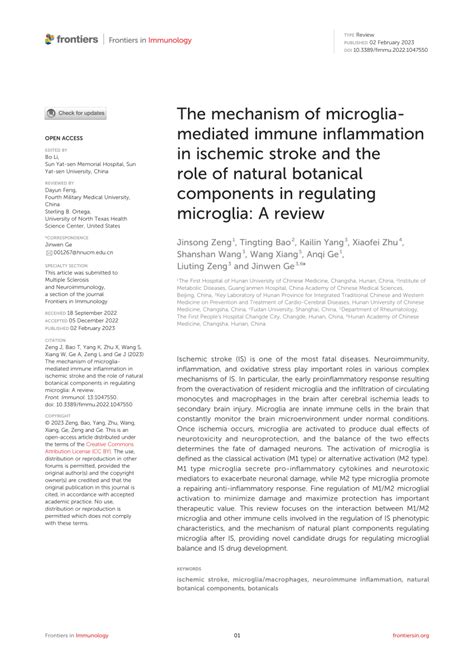 (PDF) The mechanism of microglia-mediated immune inflammation in ...