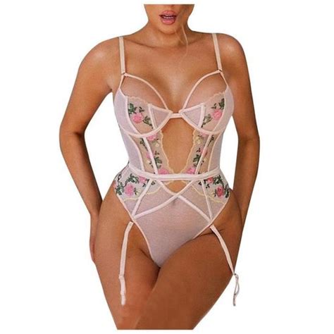 Mesdames mode lingerie sexy broderie couture dentelle sous vêtements une pièce l Blanche
