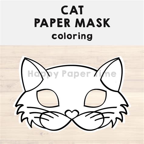 Cat Paper Mask Printable Halloween Costume Craft Activity Coloring