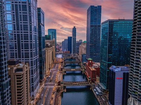 Chicago River Chicago Riverwalk at Night Chicago Illinois | Etsy