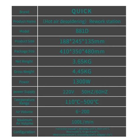 Quick D W Hot Air Desoldering Rework Station