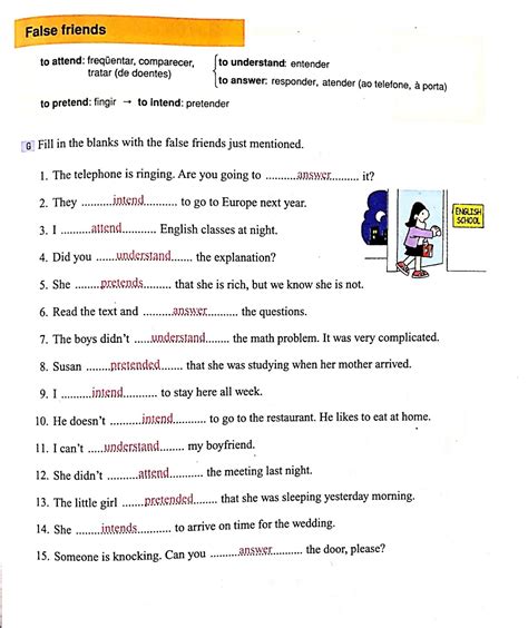 Exercícios Sobre Falsos Cognatos Em Inglês Com Gabarito