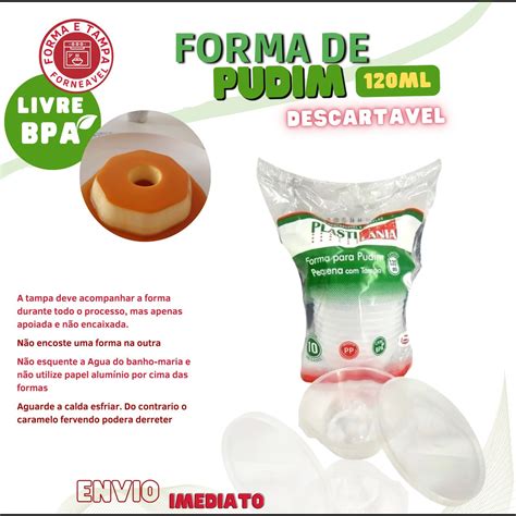 Forma Mini Pudim C tampa Forneável 120ml C 20un Plastilania