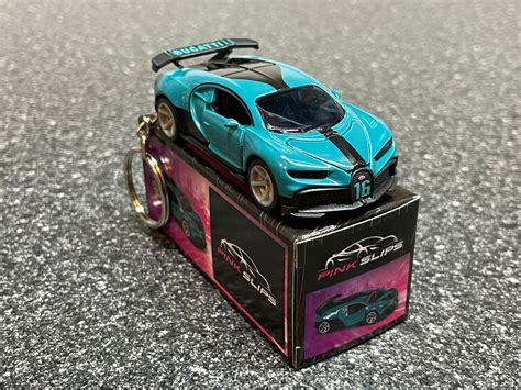 Bugatti Chiron Pur Sport Teal Blue Keychain Hot Wheels Matchbox For Sale EmgCarTech