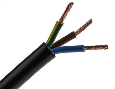 RS PRO H05VV-F 3 Core 3183Y Power Cable, 4 mm², 32 A, 100m, Black PVC ...