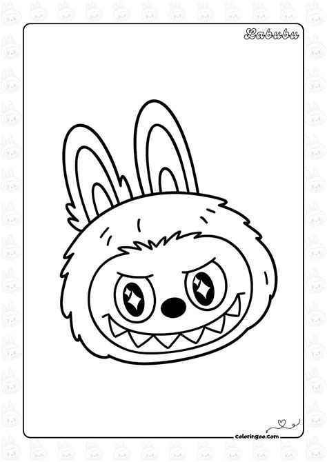 Labubu Head Coloring Page