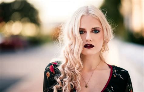 Wallpaper Girl Face Model Makeup Lipstick Blonde For Mobile And Desktop Section