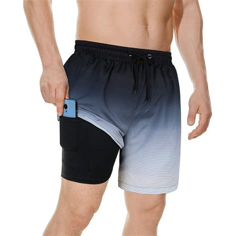 Zando Mens Swim Trunks With Compression Liner Quick Dry Beach Shorts