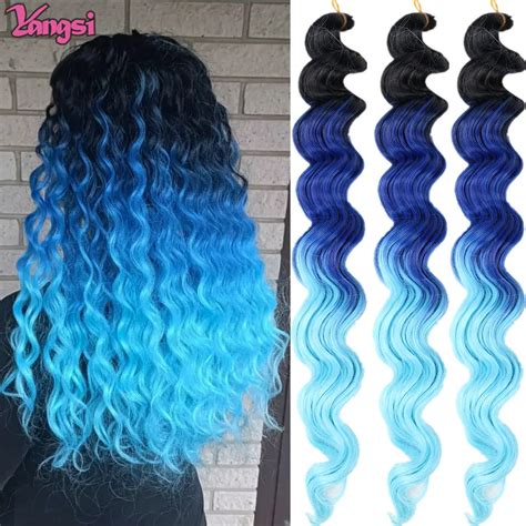 Deep Curly Synthetic Hair Deep Wave Bulk Crochet Braids Black Ombre Blue Brown Red Gray Green