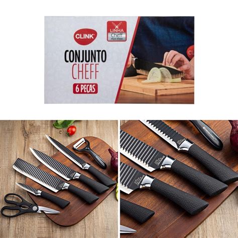 Conjunto C 6 Pecas Facas Cutelo Tesoura Descascador Cozinha Shopee Brasil