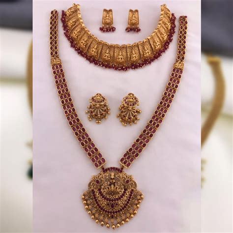 Buy New Matte Gold Temple Multicolor Lakshmi Combo Set Online In Malaysia