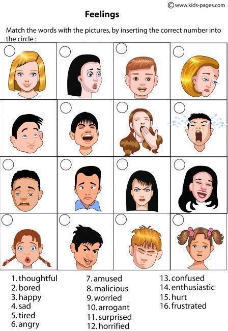 Emotion Identification Emotions Worksheet