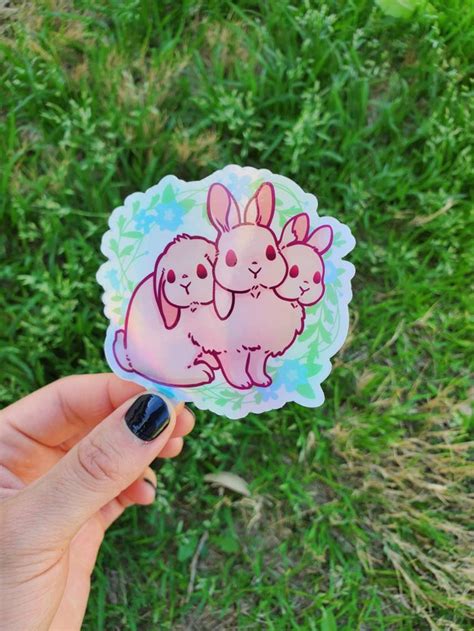 Cerberus Holographic Bunny Sticker - Etsy