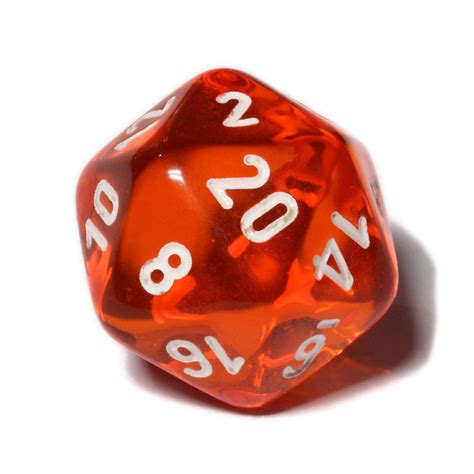 20 Sided Translucent Dice D20 Orange Dice Game Depot