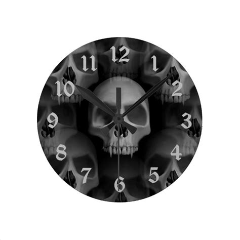 gothic evil fanged skull halloween horror  clock zazzle