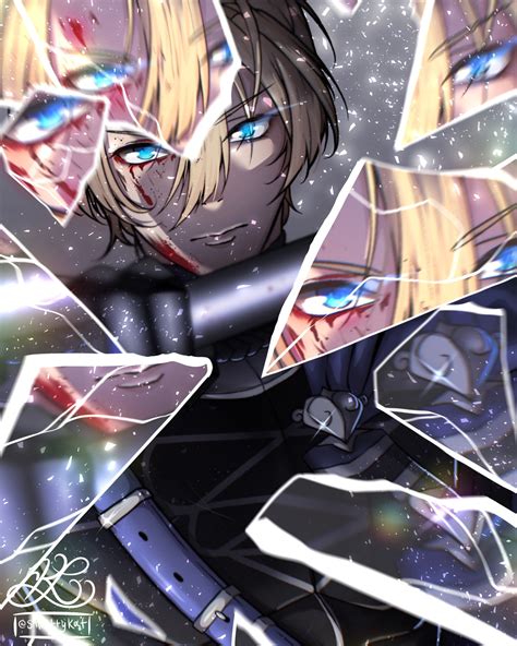 Safebooru Boy App Filter Armor Armored Gloves Black Armor Blonde Hair Blood Blood From Eyes