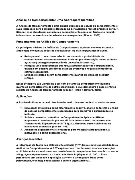 Abordagem Analise Do Comportamento - Análise Do Comportamento - Uma Abordagem Científica - Documentos Google ...