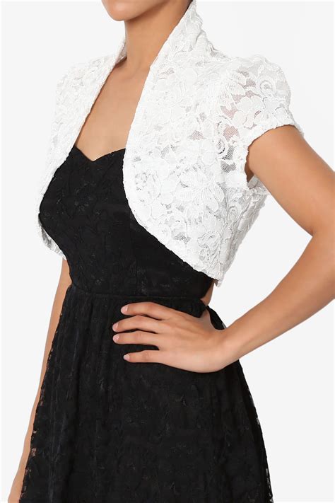 Themogan Sheer Lace Short Sleeve Open Front Bolero Layering Cover Up