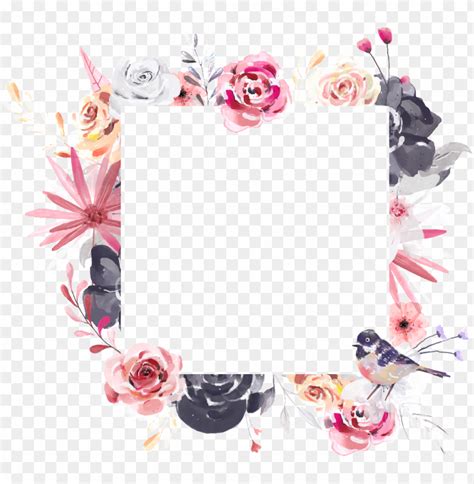 Hand Painted Square Flower Frame Png Transparent Transparent Square